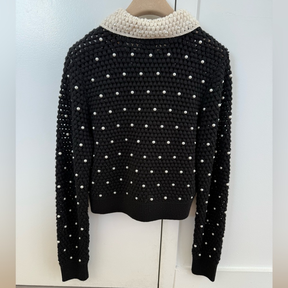Alice + Olivia Black Pearl Crocheted Cardigan - Picture 2 of 6